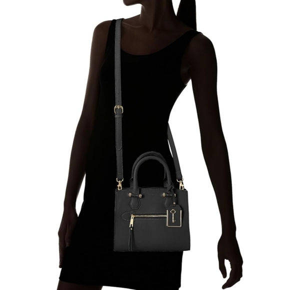 Aldo Handbags - ALDO Black Solid Handheld Bag with Sling Strap Crossbody